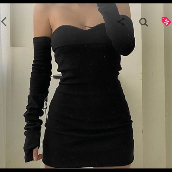 BLACK BODYCON DRESS WITH SLEEVES - Picture 5 of 10